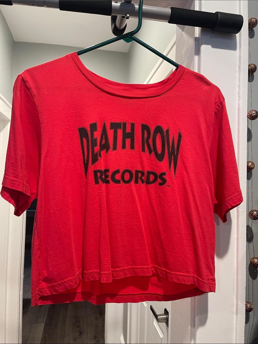 Cotton Death Row Records Red Graphic Crop Tee